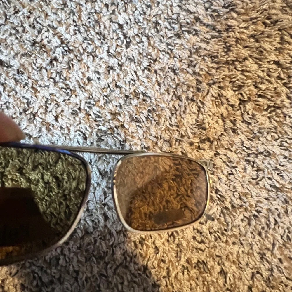 Polarized‎ Clip On Sunglasses 46mm Brown Lens Gold Frame UV Protection Retro